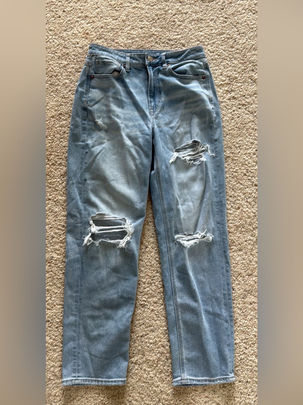 American Eagle Outfitters Light Blue Distressed Straight Jeans
